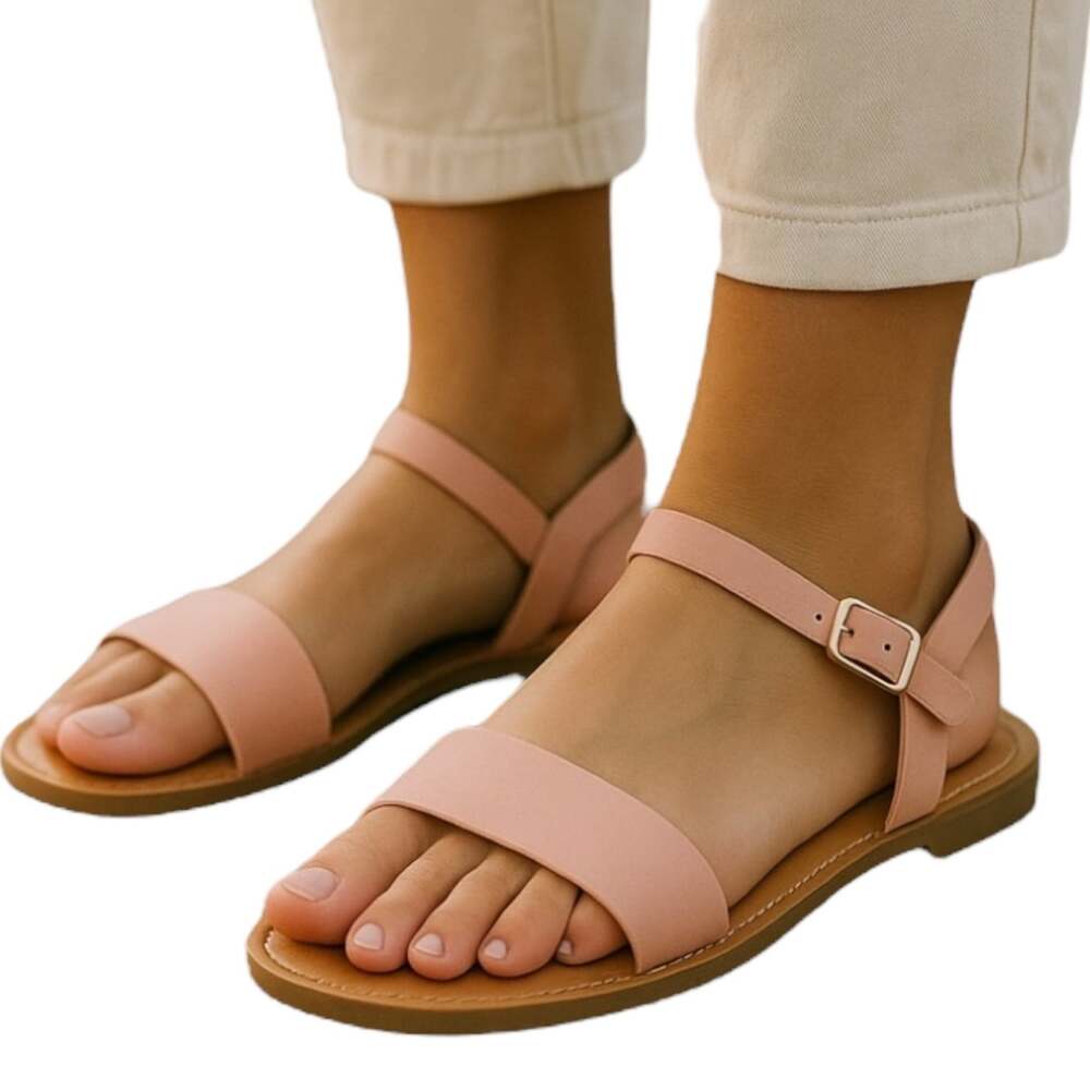 West Loop Womens Ankle Strap Flat Sandals Rose Pink Size Small 5-6 New
